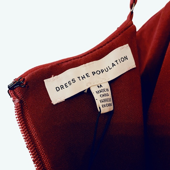 Dress The Population Kady Merlot Sequin Tiered Tulle Dress New With Tags - Picture 10 of 12